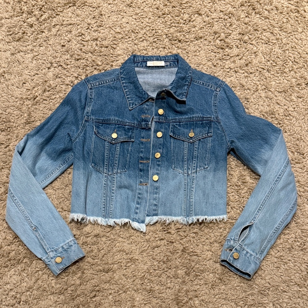 Ramy Brook Devon Ombré Cropped Two-Tone Denim Jacket